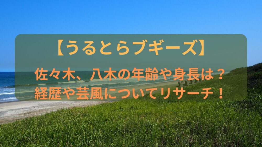 【うるとらブギーズ】 佐々木、八木の年齢や身長は？経歴や芸風についてリサーチ！